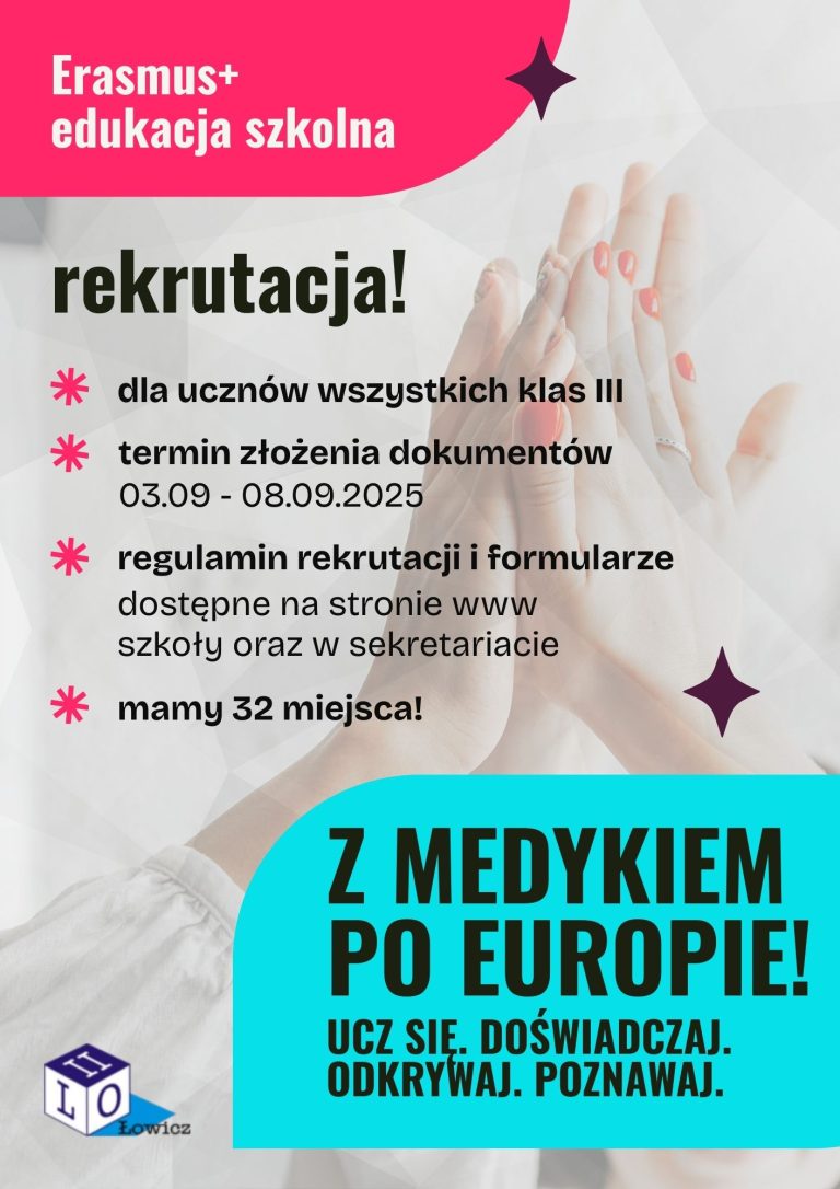 REKRUTACJA DO PROJEKTU ERASMUS+ „Z MEDYKIEM PO EUROPIE” GRECJA 2025